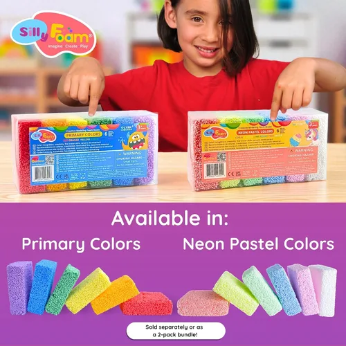 Miniatura 6 de Espuma Loca, Perlas de Espuma Creativa para Modelar, Paquete de 1 con 6 Colores Neón Pastel, Perfecto para Preescolar y Niños, Artes y Manualidades
