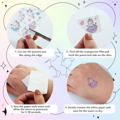 Miniatura 7 de Apeso Kit de 30 hojas de tatuajes temporales para niños, 300 calcomanías de tatuaje lindas y falsas, impermeables, recuerdos de fiesta de cumpleaños