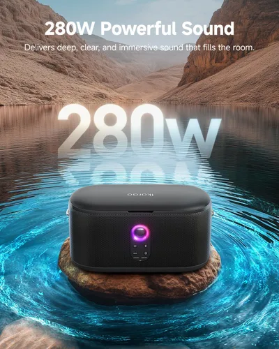 Miniatura 2 de Ikarao Sistema de subwoofer de escenario profesional, potencia máxima de 280 W, subwoofer PA con 2 micrófonos inalámbricos, corrección de tono
