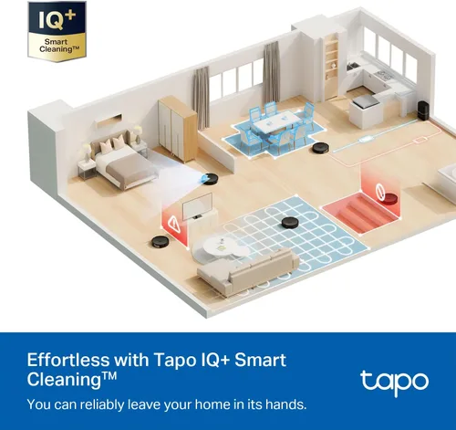 Miniatura 8 de Tapo - Aspiradora y fregona robot con navegación inteligente LiDAR, 5300 Pa máx, tasa de recolección de polvo del 97%+, limpieza personalizable