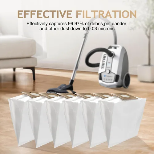 Miniatura 6 de Repuesto compatible para bolsas de vacío Prolux Tritan, paquete de 6 bolsas desechables HEPA hechas para adaptarse a la aspiradora Prolux Tritan