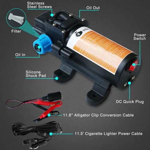 Miniatura 7 de Bomba de transferencia de combustible de 12 V, mueve hasta 85 galones de gas o diésel por hora, con cable de alimentación de 11.5 pies, ideal