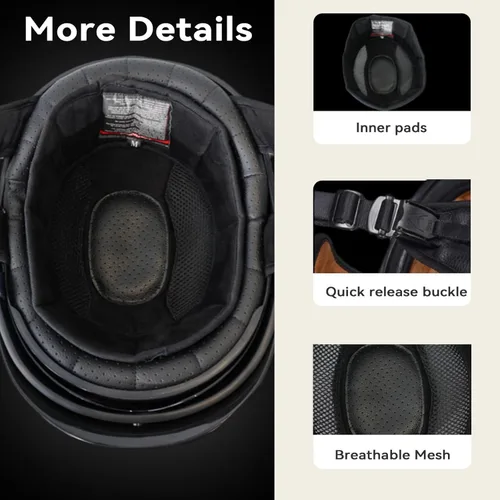 Miniatura 9 de VCOROS - Cascos de cara abierta de fibra de carbono estilo retro para motocicleta, cascos de media cara para hombres y mujeres, para moto, crucero