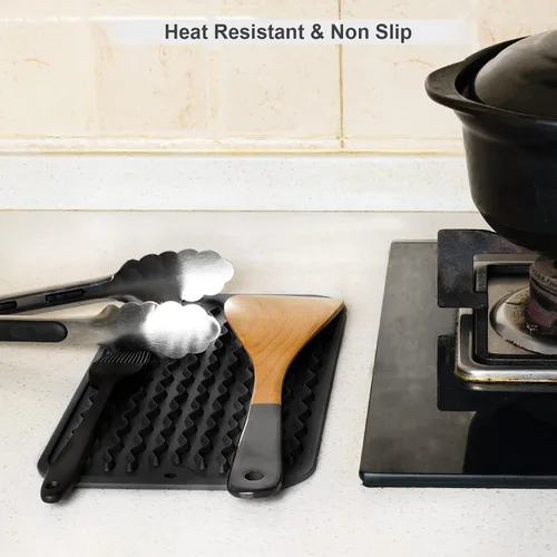 Miniatura 4 de ZLR 2 bandejas de silicona para fregadero (6 x 12 pulgadas/6.024 x 12.008 in) - Soporte estrecho para esponja para encimera de cocina - Tapete Negro