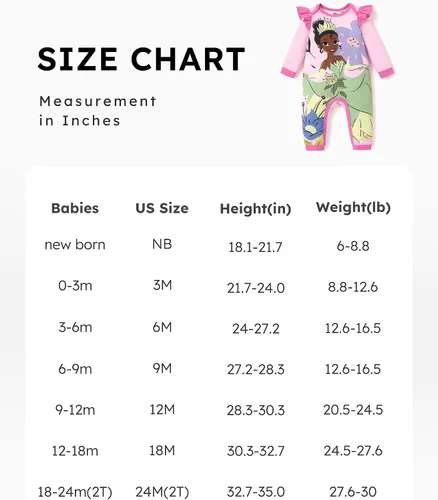 Miniatura 6 de Disney Princesa Cenicienta Ariel Tiana Minnie Winnie Lion King Baby Girls Boys - Mameluco de manga larga con volantes para recién nacidos hasta