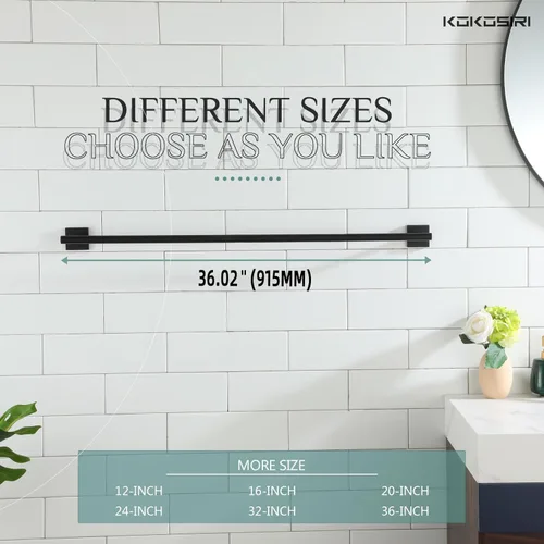 Miniatura 10 de KOKOSIRI Toalleros de 36 pulgadas, barras de toalla de baño, color negro mate, soporte para toallas de baño de 36 pulgadas para baño, cocina, pared
