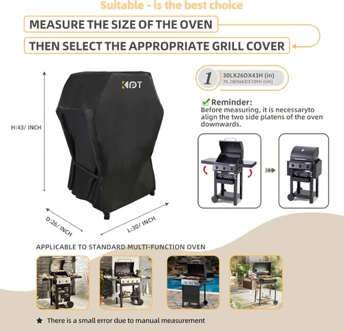 Miniatura 3 de KPT Cubierta de Parrilla de 30 Pulgadas para Parrilla al Aire Libre - Cubierta de BBQ 420D Resistente al Agua de Servicio Pesado con Gancho