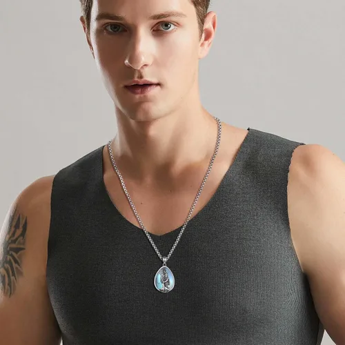 Miniatura 23 de Vito Collar de plata de ley 925 para mujeres y hombres, San Benito, crucifijo, Caravaca, San Cristóbal, San Judas, medalla patronal, amuleto