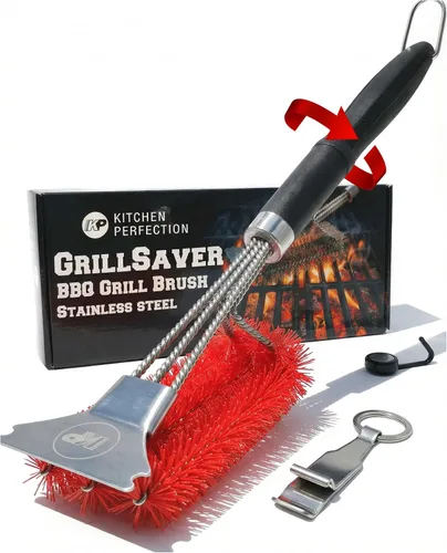 Miniatura 12 de KITCHEN PERFECTION GrillSaver - Cepillo seguro para barbacoa con cabezal de limpieza reemplazable, limpiador de parrilla resistente con raspador, 1.