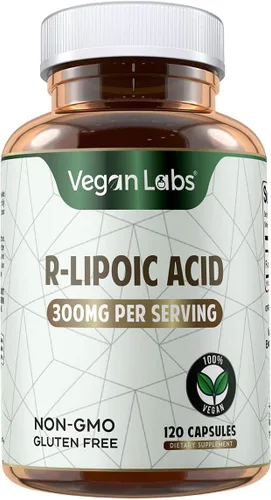 Miniatura 2 de Vegan Labs Ácido R-lipoico de 300 MG, 120 cápsulas veganas, apoya la energía celular y la protección antioxidante, sin gluten, sin OMG, suplemento