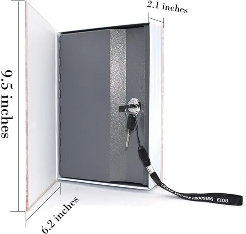 Miniatura 3 de Caja fuerte para libros de 9.5 x 6.3 x 2.3 pulgadas y 1.4 libras con cerradura de llave, caja fuerte oculta, mariposa de metal