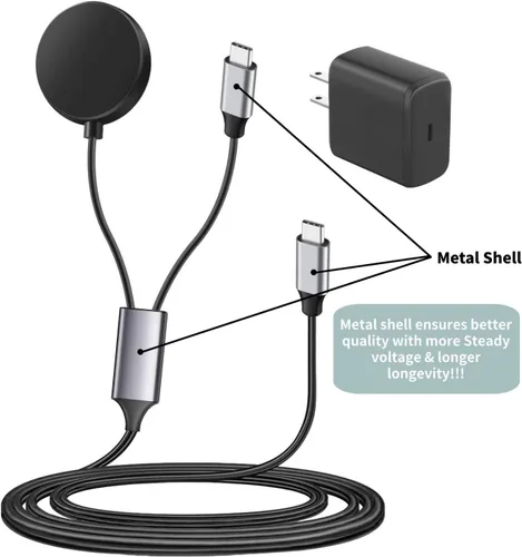 Miniatura 4 de Carga rápida USB C 2 en 1 compatible con Samsung Galaxy Watch 7/6/6 Classic/5/5 Pro/Ultra/FE, 4/3/Active 2/Active SmartWatch y Galaxy S24/S23