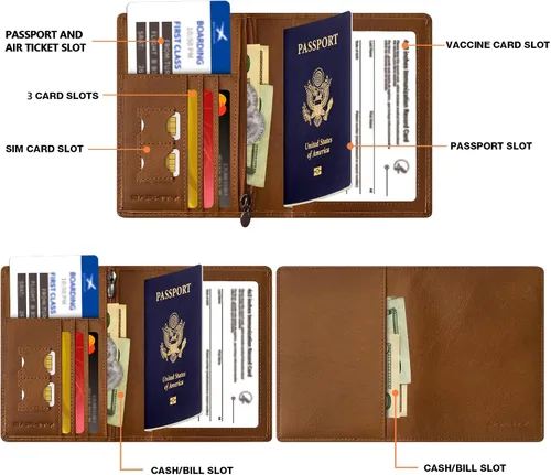 Miniatura 2 de Soporte para pasaporte, A-marrón (cremallera), Cremallera
