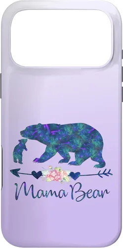 Miniatura 22 de Teal Blue Purple Floral Mama Bear and One Cub Silver Purple Case for iPhone 17