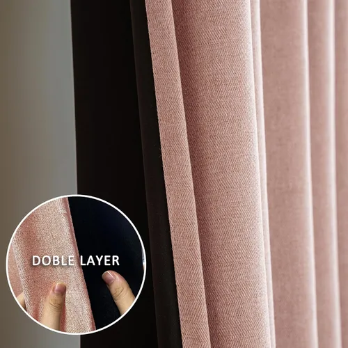 Miniatura 3 de Cortinas 100% opacas para guardería, paneles de ojales con aislamiento térmico y reducción de ruido con textura de espiga, forro negro de doble