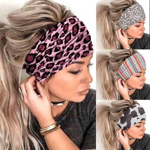 Olbye Diademas bohemias anchas elásticas y antideslizantes para mujer y niña - para entrenamiento, yoga, correr, banda para el sudor, pañuelos