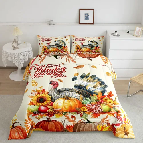 Miniatura 43 de Lindo juego de edredón de murciélago tamaño Queen con diseño de animales de Feliz Halloween, 3 piezas para decoración de habitación de niños