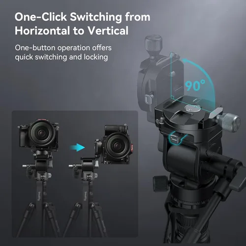 Miniatura 2 de SmallRig CT195 Kit de trípode de video, trípode de cámara de 73 pulgadas con cabezal fluido de inclinación panorámica para disparo