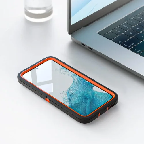 Miniatura 6 de Funda para Galaxy S21, Funda Resistente de Grado Militar Resistente a los Golpes y a Prueba de Caídas para Samsung Galaxy S21, Negro+Naranja Negro