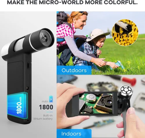 Miniatura 7 de Andonstar AD203 - Microscopio digital portátil de mano, microscopio de bolsillo USB con pantalla de 4 pulgadas para niños y adultos, negro, video