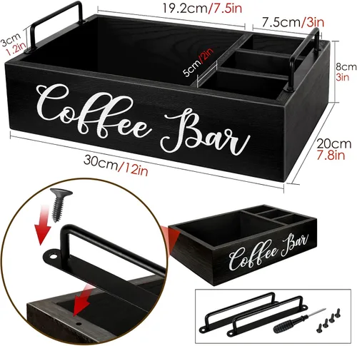 Miniatura 4 de MINCORD Organizador de Estación de Café Soporte de Barra de Café de Madera Accesorios para Encimera, Cesta de Almacenamiento de Cápsulas Kcup