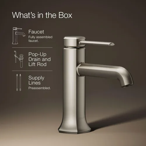 Miniatura 14 de Kohler 27000-4-BN Occasion - Grifo para lavabo de baño con una sola manija, 1.2 gpm, níquel cepillado vibrante Vibrant Brushed Nickel