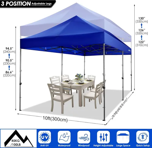 Miniatura 305 de COBIZI Tienda de campaña desplegable de 6.6 x 6.6 pies, toldo resistente, fácil de instalar, impermeable, para exteriores, fiestas, playa, jardín