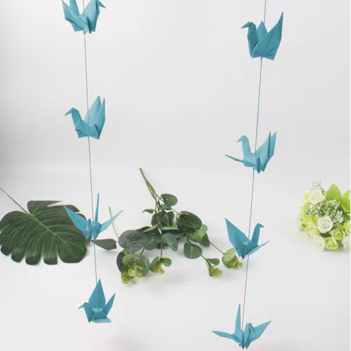 Miniatura 4 de Guirnalda colgante de grúa de papel (3 cuerdas x 5.2 pies), serpentinas de pájaros de origami para despedida de soltera, baby shower, suministros