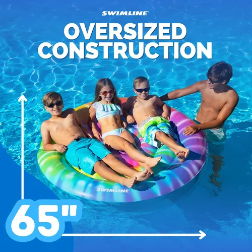 Miniatura 6 de SWIMLINE Flotador de piscina original Tie Dye (espiral), tumbona de vinilo duradero para adultos y adolescentes, divertido flotador de piscina