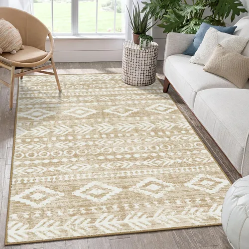 Miniatura 11 de Lahome Alfombra bohemia marroquí para entrada, lavable, de 2 x 3 pies, color gris y blanco, antideslizante, ultra fina, suave, rústica con estampado
