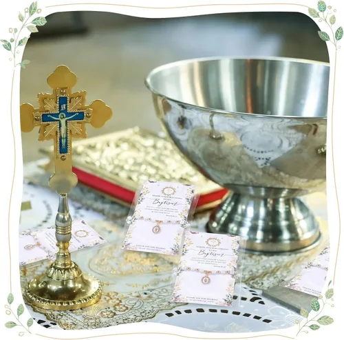 Miniatura 6 de Tondiamo 12 juegos de mini rosarios para bautismo, rosario, regalos de bautismo para invitados con tarjetas de agradecimiento y bolsas para bautizo
