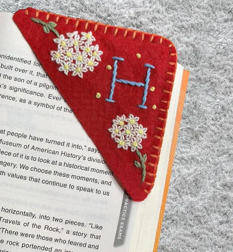 Miniatura 78 de Marcapáginas de esquina bordadas a mano personalizadas, Marcadores para mujeres, Marcador personalizado para los amantes de los libros, lindo Verde