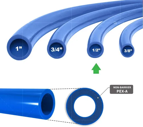 Miniatura 2 de Pex-A Tubería de 1/2 pulgada x 1000 pies, tubo sin barrera para agua potable, tubo de agua flexible para fontanería, azul
