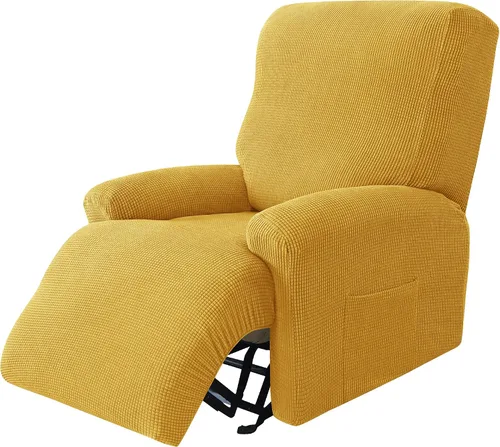CONRUSER Funda elástica para sillón reclinable, 4 piezas, funda gruesa para sofá de un solo asiento, funda de jacquard suave para sillón reclinable
