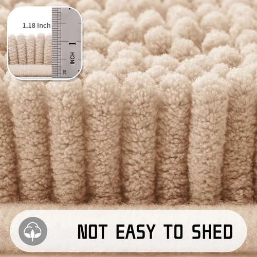 Miniatura 7 de Yimobra Tapetes de baño lavables, de chenilla súper suave y absorbente, para suelo y alfombra, de secado rápido, antideslizante, para bañera y Beige
