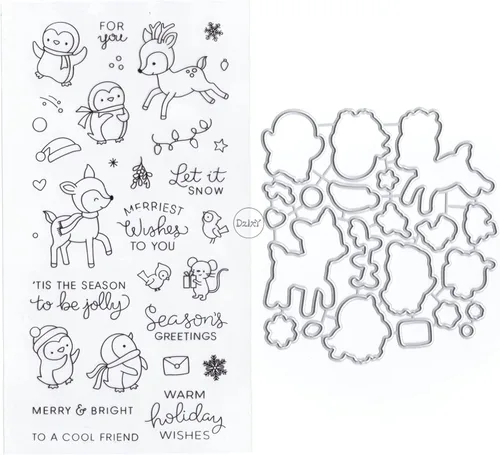 Miniatura 10 de DzIxY Juego de sellos transparentes de animales de árbol de Navidad y troqueles de corte de metal para hacer tarjetas, álbumes de recortes