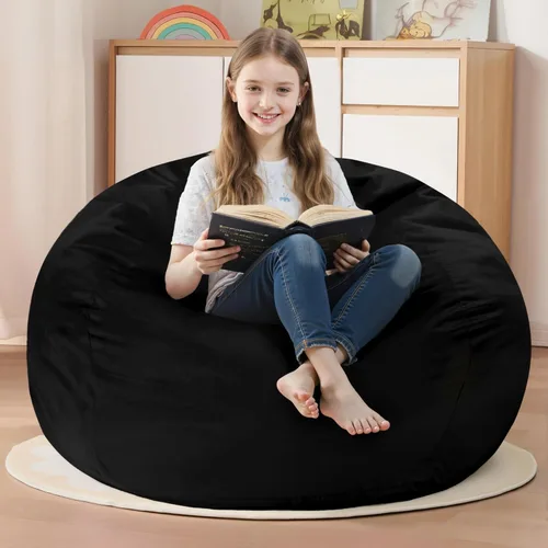 Miniatura 68 de Homguava - Sillón puff de 3 pies Sillón estilo puff grande de 3 pulgadas con relleno de espuma viscoelástica, sofá suave con funda de terciopelo