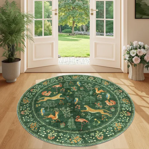 Miniatura 69 de DUKINO Alfombra de área de 6 x 9 pies, alfombra floral para sala de estar, ligera, antideslizante, lavable, alfombra de interior de pelo bajo