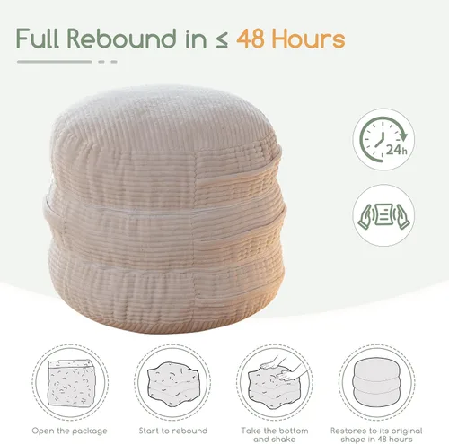 Miniatura 6 de HIGOGOGO Puf otomano relleno redondo moderno relleno de espuma pufs de 20 x 18 pulgadas, otomanos modulares separados en cojines de suelo para silla