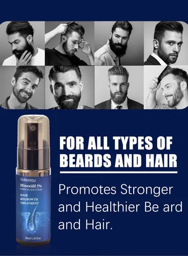Miniatura 5 de Minoxidil - Solución tópica al 5% en aerosol de suero para barba/crecimiento del cabello de los hombres, anti pérdida de cabello, hace que