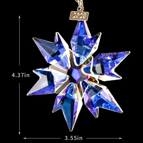 Miniatura 2 de Adorno de árbol de Navidad de edición Maxistal 2024, copo de nieve de cristal con estrella, adorno para árbol de Navidad, decoración para el hogar