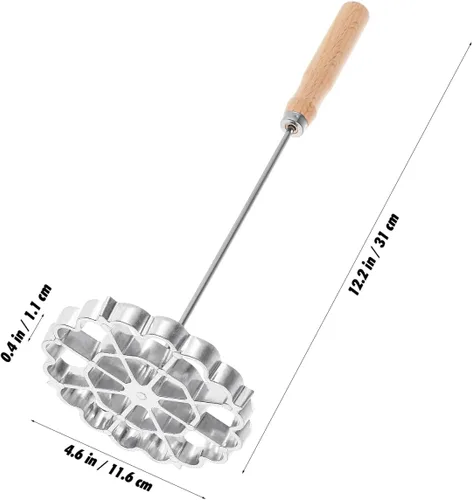 Miniatura 2 de Ciieeo Rosette Timbale Set Moldes de aluminio para gofres con mango de madera, plancha de pastelería sueca para galletas Bunuelos Herramienta