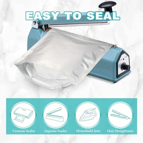 Miniatura 5 de 50 bolsas de Mylar para almacenamiento de alimentos con absorbentes de oxígeno, bolsas de Mylar extra gruesas de 15 mil, juego de 4 tamaños
