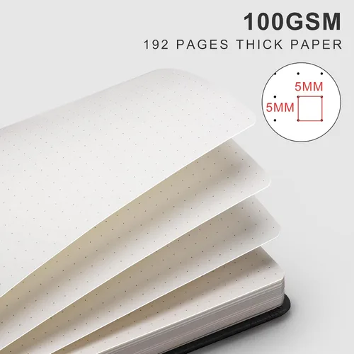 Miniatura 3 de EMSHOI Diario punteado, 8.5 x 11 pulgadas, tapa dura de cuero para mujeres y hombres, 192 páginas, cuaderno de cuadrícula de puntos de 100 GSM