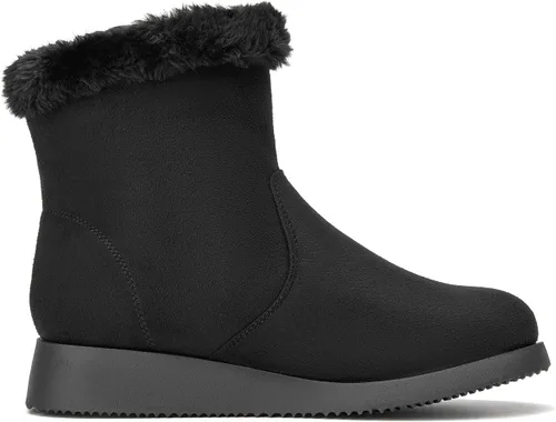 Miniatura 3 de CentroPoint Botas de nieve al tobillo de moda para mujer, tacón bajo de cuña corta, botines de invierno de piel sintética, zapatos cálidos