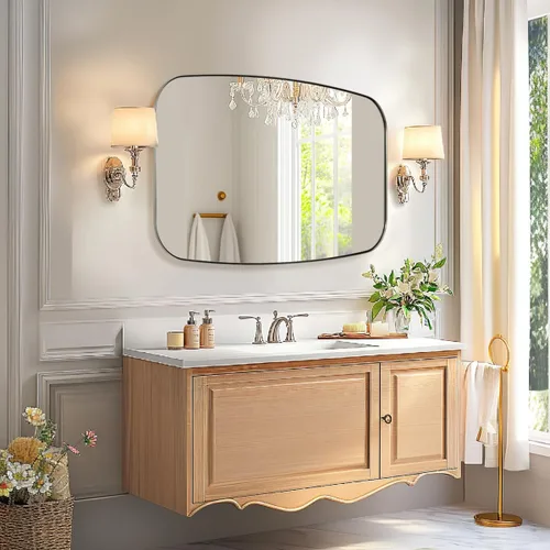 Miniatura 171 de ANDY STAR Espejo de baño de níquel cepillado, espejo ovalado de 20 x 30 pulgadas para baño, espejo oblongo de níquel cepillado con marco de metal