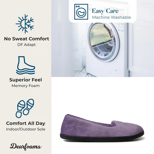 Miniatura 5 de Dearfoams Women's Cozy Memory Foam Indoor Rebecca Closed Back House Ballet Slipper with Wide Widths