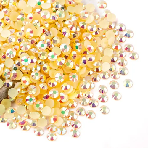 Miniatura 103 de Diamantes de imitación AB verdes a granel, 5000 piezas de diamantes de imitación de fondo plano redondos de gelatina AB sin fijación térmica, gemas