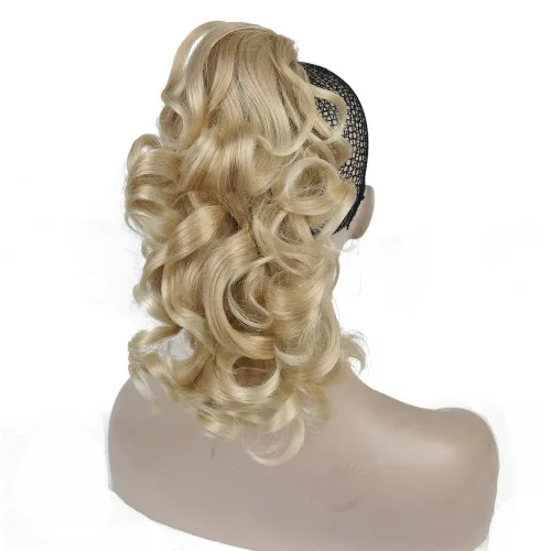 Miniatura 3 de Aimole Extensión de cola de caballo rizada con pinza de pelo medio largo de 12 pulgadas con clip (12TT26)