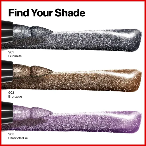 Miniatura 9 de Revlon So Fierce! Delineador de ojos líquido de tinta cromada, delineador metálico duradero con tapa de tinta de inmersión para Pearl, Shimmer 901